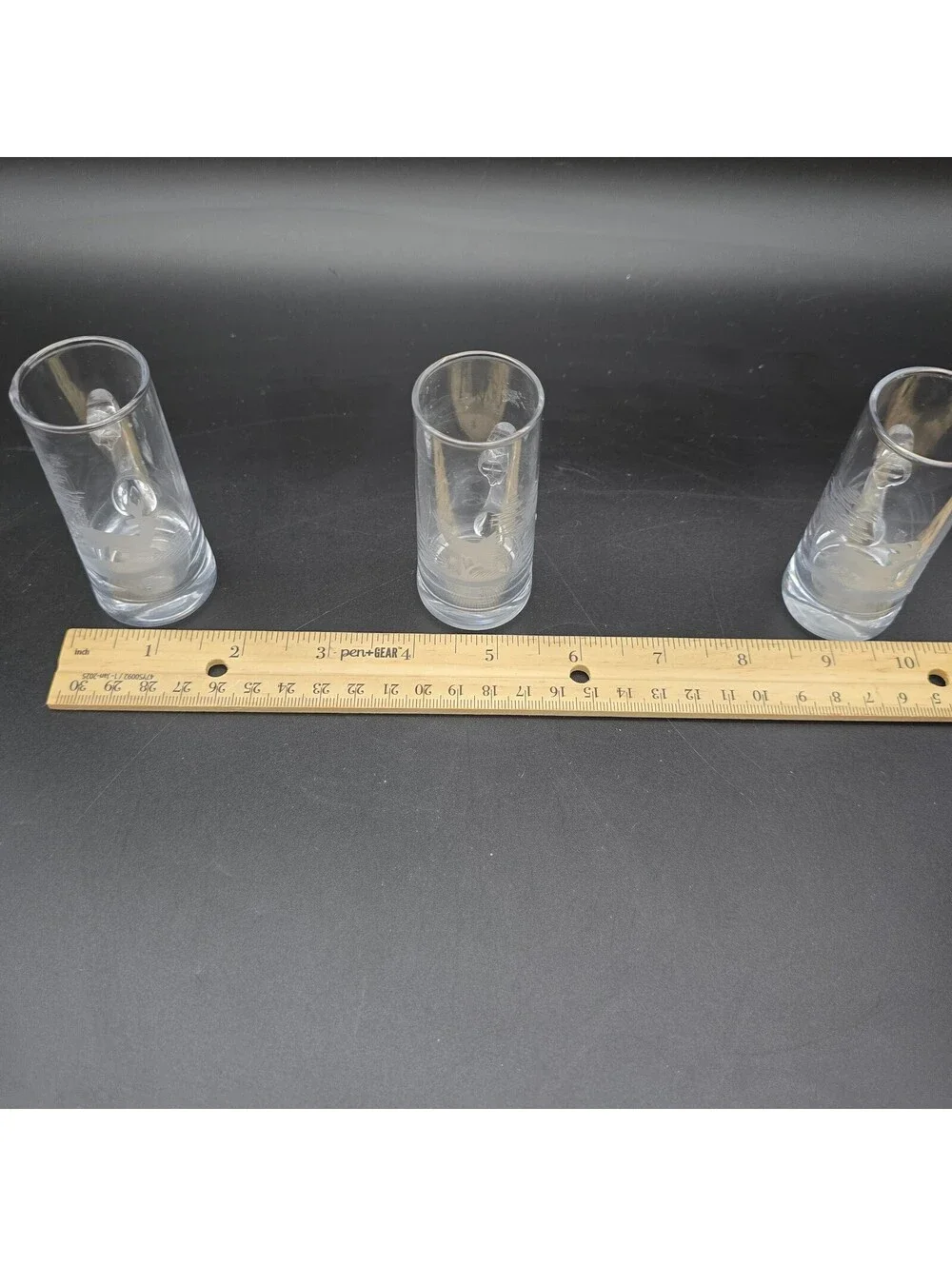 Vintage European Hand Engraved Schnapps Shot Glasses Wildlife Alpine Hunting Set